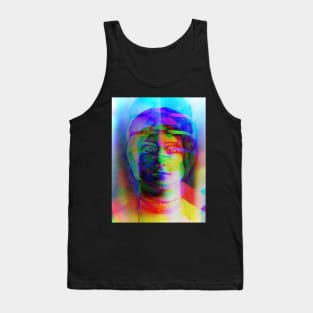 Dramabite Glitch art colourful rainbow woman portrait Tank Top